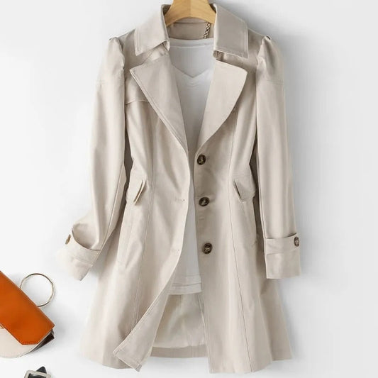 Julianne - dames trenchcoat met enkelvoudige rij knopen